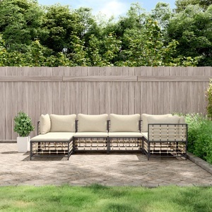 vidaXL, vidaXL 6-tlg. Garten-Lounge-Set mit Kissen Anthrazit Poly Rattan