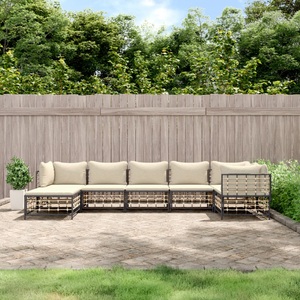 vidaXL, vidaXL 7-tlg. Garten-Lounge-Set mit Kissen Anthrazit Poly Rattan