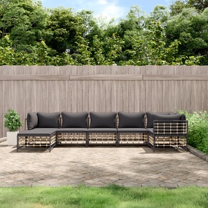 vidaXL, vidaXL 7-tlg. Garten-Lounge-Set mit Kissen Anthrazit Poly Rattan