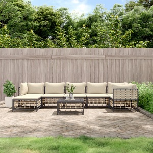 vidaXL, vidaXL 8-tlg. Garten-Lounge-Set mit Kissen Anthrazit Poly Rattan