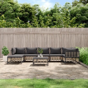 vidaXL, vidaXL 8-tlg. Garten-Lounge-Set mit Kissen Anthrazit Poly Rattan