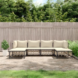 vidaXL, vidaXL 6-tlg. Garten-Lounge-Set mit Kissen Anthrazit Poly Rattan