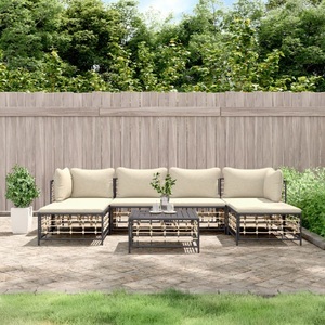 vidaXL, vidaXL 7-tlg. Garten-Lounge-Set mit Kissen Anthrazit Poly Rattan, vidaXL 7-tlg. Garten-Lounge-Set mit Kissen Anthrazit Poly Rattan