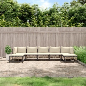 vidaXL, vidaXL 7-tlg. Garten-Lounge-Set mit Kissen Anthrazit Poly Rattan, vidaXL 7-tlg. Garten-Lounge-Set mit Kissen Anthrazit Poly Rattan