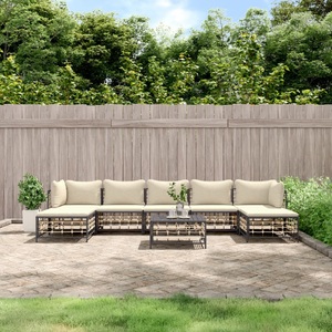 vidaXL, vidaXL 8-tlg. Garten-Lounge-Set mit Kissen Anthrazit Poly Rattan