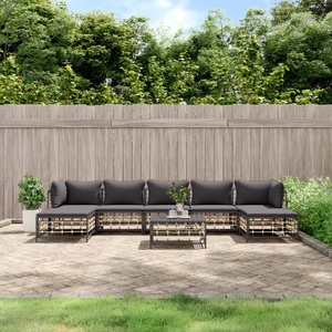 vidaXL, vidaXL 8-tlg. Garten-Lounge-Set mit Kissen Anthrazit Poly Rattan