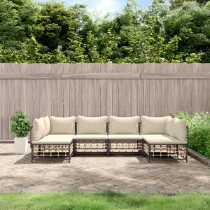 vidaXL, vidaXL 6-tlg. Garten-Lounge-Set mit Kissen Anthrazit Poly Rattan
