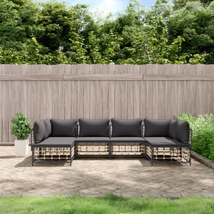 vidaXL, vidaXL 6-tlg. Garten-Lounge-Set mit Kissen Anthrazit Poly Rattan