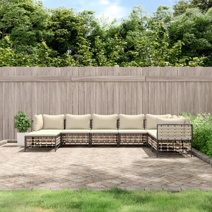 vidaXL, vidaXL 8-tlg. Garten-Lounge-Set mit Kissen Anthrazit Poly Rattan