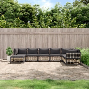 vidaXL, vidaXL 8-tlg. Garten-Lounge-Set mit Kissen Anthrazit Poly Rattan
