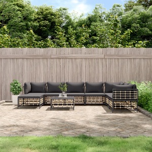 vidaXL, vidaXL 9-tlg. Garten-Lounge-Set mit Kissen Anthrazit Poly Rattan