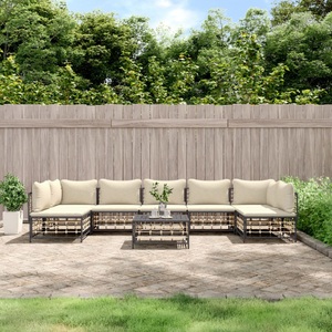 vidaXL, vidaXL 8-tlg. Garten-Lounge-Set mit Kissen Anthrazit Poly Rattan