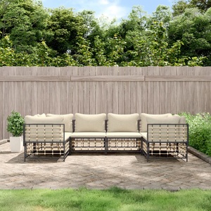 vidaXL, vidaXL 6-tlg. Garten-Lounge-Set mit Kissen Anthrazit Poly Rattan