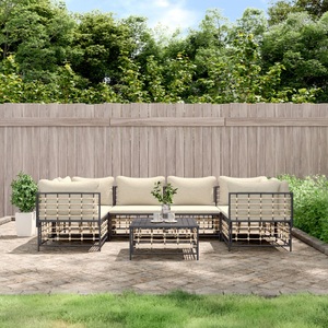 vidaXL, vidaXL 7-tlg. Garten-Lounge-Set mit Kissen Anthrazit Poly Rattan