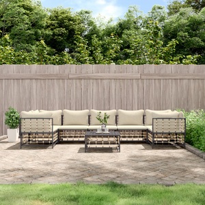 vidaXL, vidaXL 8-tlg. Garten-Lounge-Set mit Kissen Anthrazit Poly Rattan
