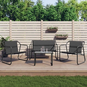 vidaXL, vidaXL 4-tlg. Garten-Lounge-Set mit Kissen Anthrazit Stahl