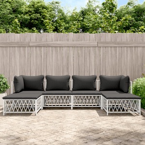vidaXL, vidaXL 6-tlg. Garten-Lounge-Set mit Kissen Weiß Stahl, vidaXL 6-tlg. Garten-Lounge-Set mit Kissen Weiß Stahl