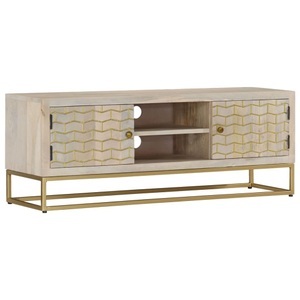 vidaXL, vidaXL TV-Schrank 110x30x40 cm Gebleichtes Massivholz Mango, vidaXL TV-Schrank 110x30x40 cm Gebleichtes Massivholz Mango