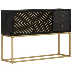 vidaXL, vidaXL Sideboard Schwarz und Golden 110x30x75 cm Massivholz Mango