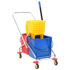 vidaXL, vidaXL Reinigungswagen mit Eimern und Presse PP & Verchromter Stahl, vidaXL Reinigungswagen mit Eimern und Presse PP & Verchromter Stahl