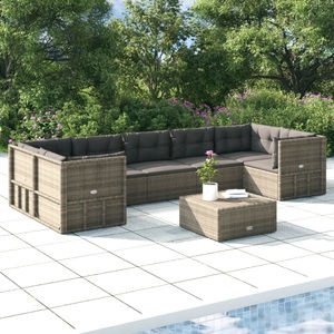 vidaXL, vidaXL 7-tlg. Garten-Lounge-Set mit Kissen Grau Poly Rattan, vidaXL 7-tlg. Garten-Lounge-Set mit Kissen Grau Poly Rattan