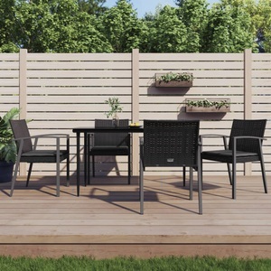 vidaXL, vidaXL Gartenstühle mit Kissen 4 Stk. Schwarz 56,5x57x83cm Poly Rattan, 