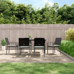 vidaXL, vidaXL Gartenstühle mit Kissen 6 Stk. Schwarz 54x62,5x89cm Poly Rattan, vidaXL Gartenstühle mit Kissen 6 Stk. Schwarz 54x62,5x89cm Poly Rattan