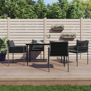 vidaXL, vidaXL Gartenstühle mit Kissen 4 Stk. Schwarz 54x61x83 cm Poly Rattan, vidaXL Gartenstühle mit Kissen 4 Stk. Schwarz 54x61x83 cm Poly Rattan