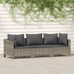 vidaXL, vidaXL 3-tlg. Garten-Lounge-Set mit Kissen Grau Poly Rattan