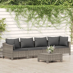 vidaXL, vidaXL 5-tlg. Garten-Lounge-Set mit Kissen Grau Poly Rattan