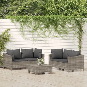 vidaXL, vidaXL 5-tlg. Garten-Lounge-Set mit Kissen Grau Poly Rattan