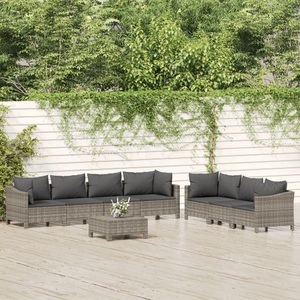 vidaXL, vidaXL 8-tlg. Garten-Lounge-Set mit Kissen Grau Poly Rattan