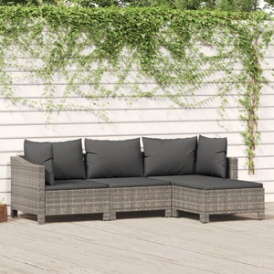 vidaXL, vidaXL 4-tlg. Garten-Lounge-Set mit Kissen Grau Poly Rattan