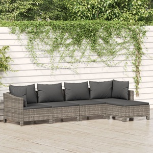 vidaXL, vidaXL 5-tlg. Garten-Lounge-Set mit Kissen Grau Poly Rattan