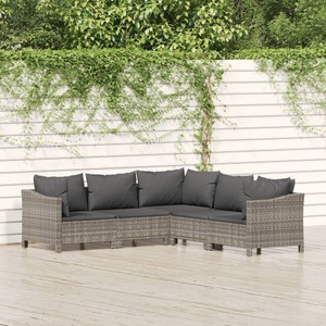 vidaXL, vidaXL 5-tlg. Garten-Lounge-Set mit Kissen Grau Poly Rattan, 