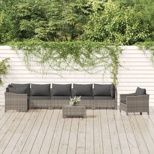 vidaXL, vidaXL 8-tlg. Garten-Lounge-Set mit Kissen Grau Poly Rattan, 