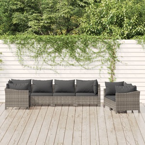 vidaXL, vidaXL 7-tlg. Garten-Lounge-Set mit Kissen Grau Poly Rattan
