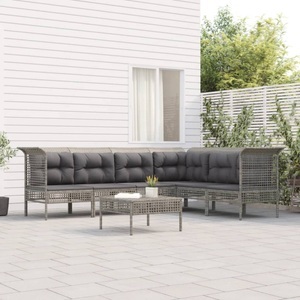 vidaXL, vidaXL 7-tlg. Garten-Lounge-Set mit Kissen Grau Poly Rattan