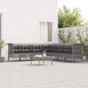 vidaXL, vidaXL 8-tlg. Garten-Lounge-Set mit Kissen Grau Poly Rattan