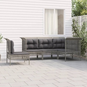 vidaXL, vidaXL 5-tlg. Garten-Lounge-Set mit Kissen Grau Poly Rattan