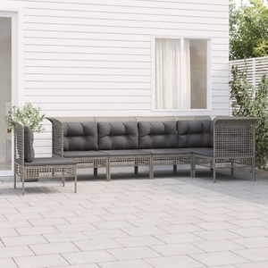 vidaXL, vidaXL 6-tlg. Garten-Lounge-Set mit Kissen Grau Poly Rattan
