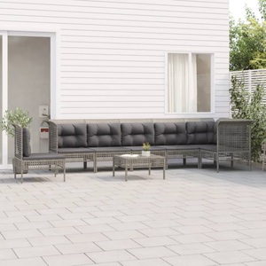 vidaXL, vidaXL 8-tlg. Garten-Lounge-Set mit Kissen Grau Poly Rattan
