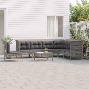 vidaXL, vidaXL 8-tlg. Garten-Lounge-Set mit Kissen Grau Poly Rattan