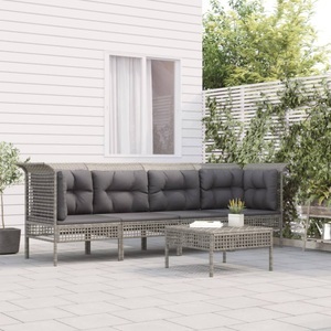 vidaXL, vidaXL 5-tlg. Garten-Lounge-Set mit Kissen Grau Poly Rattan