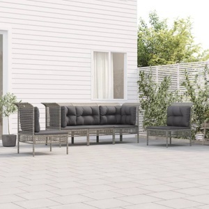 vidaXL, vidaXL 5-tlg. Garten-Lounge-Set mit Kissen Grau Poly Rattan