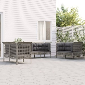 vidaXL, vidaXL 6-tlg. Garten-Lounge-Set mit Kissen Grau Poly Rattan