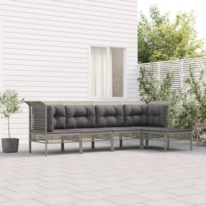 vidaXL, vidaXL 5-tlg. Garten-Lounge-Set mit Kissen Grau Poly Rattan