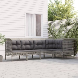 vidaXL, vidaXL 5-tlg. Garten-Lounge-Set mit Kissen Grau Poly Rattan