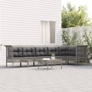 vidaXL, vidaXL 7-tlg. Garten-Lounge-Set mit Kissen Grau Poly Rattan