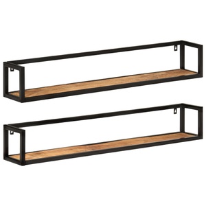 vidaXL, vidaXL Wandregale 2 Stk. 110x17x17 cm Massivholz Mango und Eisen, vidaXL Wandregale 2 Stk. 110x17x17 cm Massivholz Mango und Eisen